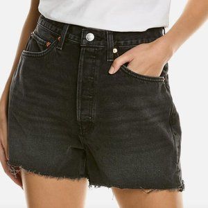 RE/DONE 50s Black 3 High-Rise Cut-Off Jean Short Size 23